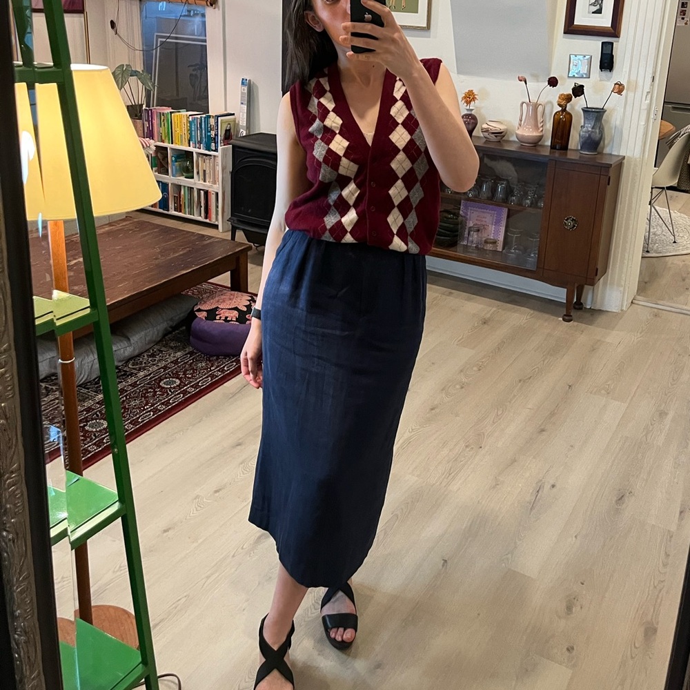 Burgundy vintage wool cardigan sweater vest